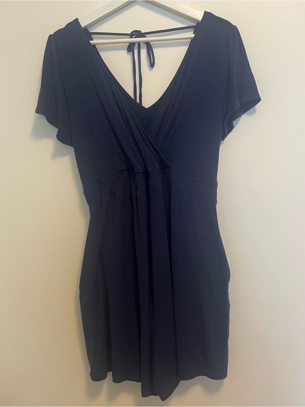 Ingrid & Isabel Navy V‑Neck Tie‑Back Romper